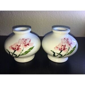 Set Of 2 Wicks n Sticks‎ porcelain candle holders Iris 1984